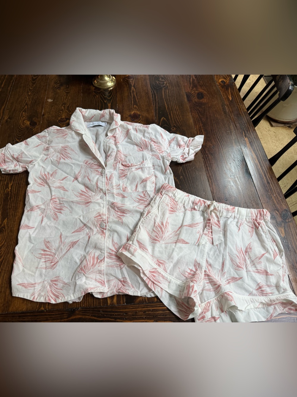 Desmond & Dempsey Leaf-Print Shorts and Top Set